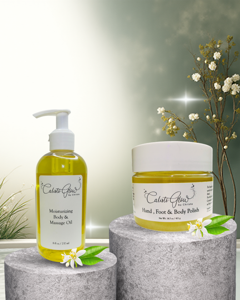 Glow Duo Bundle - Hand, Foot & Body Polish + Moisturizing Body Oil